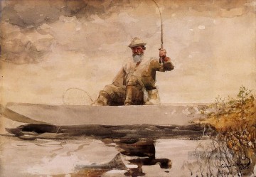 Pescando en los Adirondacks Acuarela de Winslow Homer Pinturas al óleo